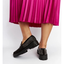 Black loafers decorated with Newport rhinestones 1