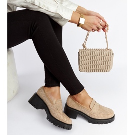Beige moccasins with a massive heel from Parent 2