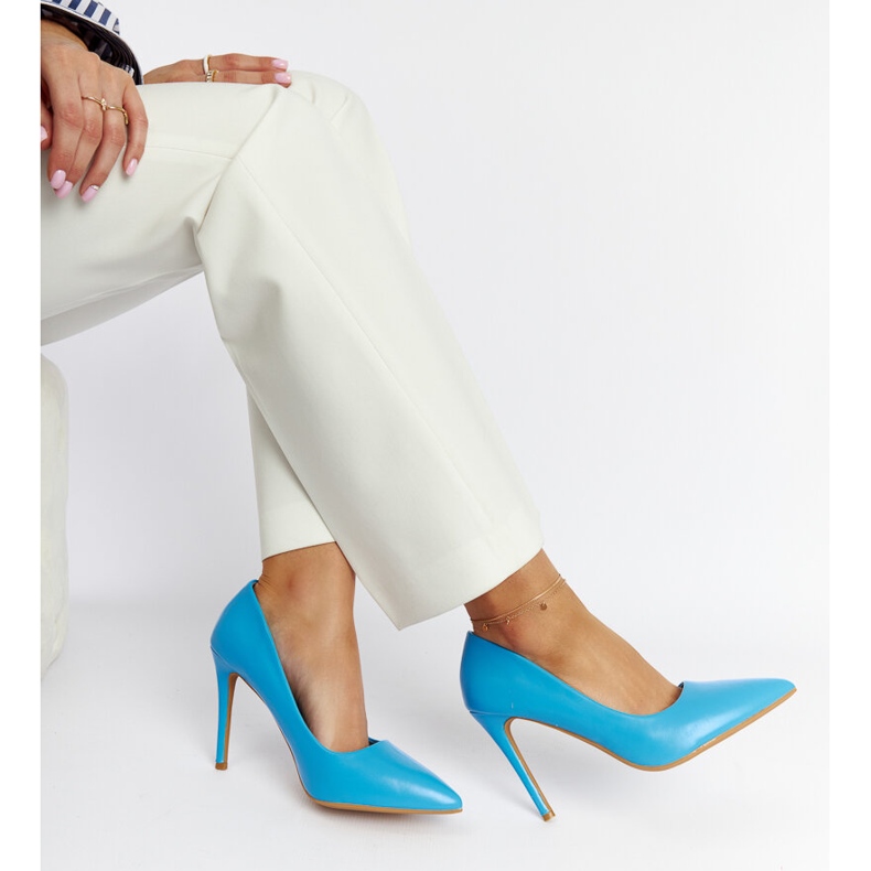Blue high-heeled Tenmile pumps 1