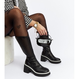 Black openwork Anahola high-heeled boots 2