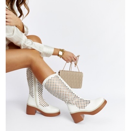 White openwork Anahola high-heeled boots 1