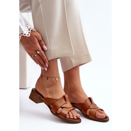 Zazoo 40236 Women's Leather Slippers with Low Heels Brown 1