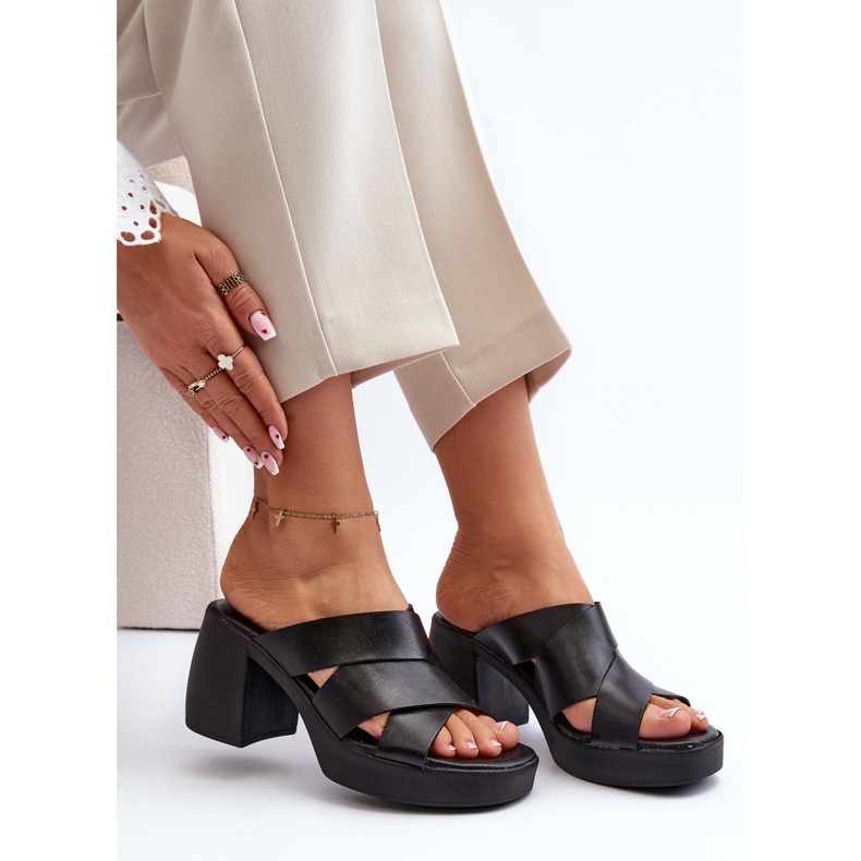 Zazoo 40373 Leather Flip-Flops with a Block, Black 2