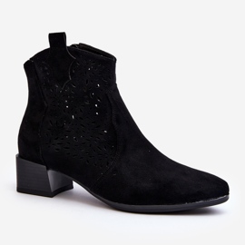 Vinceza Women's Openwork Boots Black Madalina 2