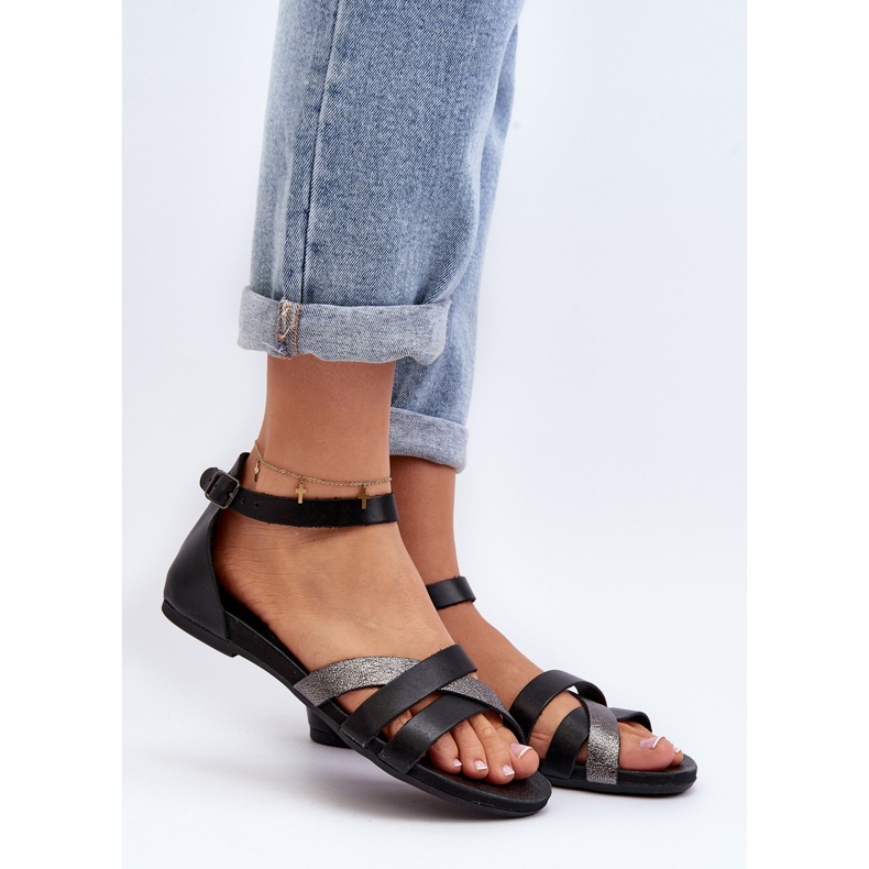 Zazoo 40225 Leather Flat Sandals, Black 2