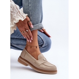 Zazoo 20165 Women's Leather Moccasins, Beige 1