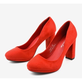 Red suede pumps on the Recite post 2