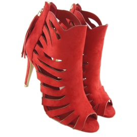 Openwork 1214 Red fringed heels 1