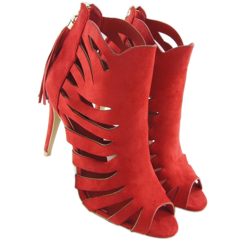 Openwork 1214 Red fringed heels 1