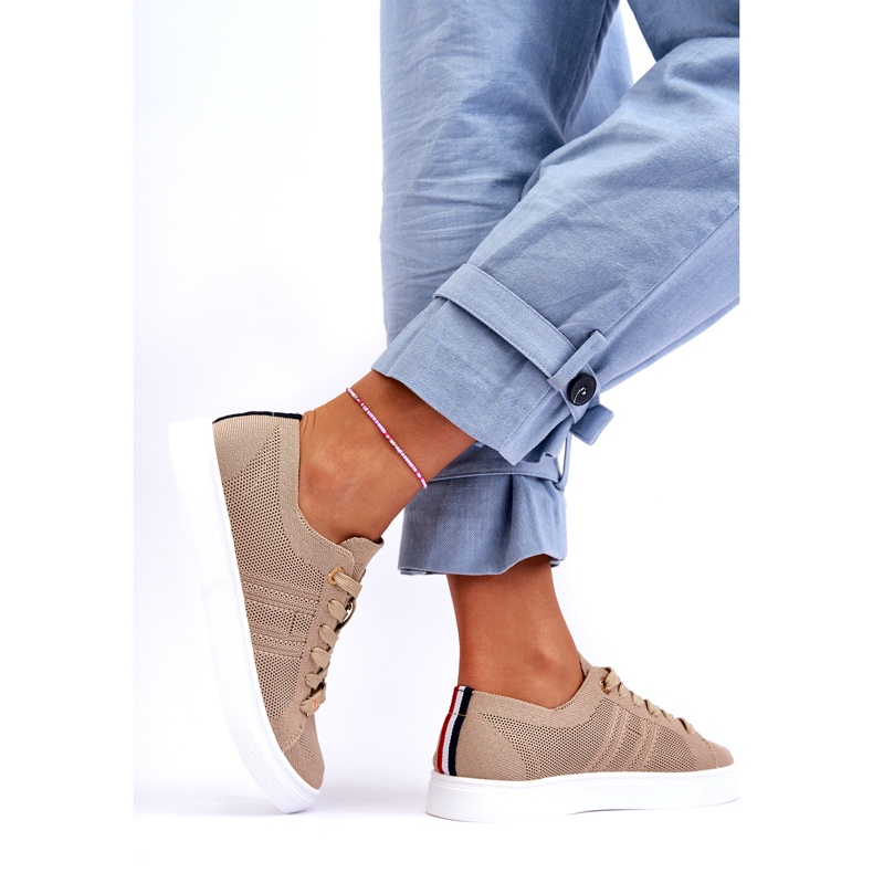 Women's Lace-up Sneakers Beige Etna 7