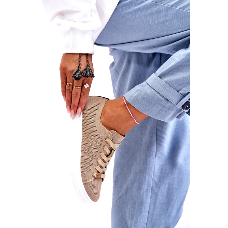 Women's Lace-up Sneakers Beige Etna 1