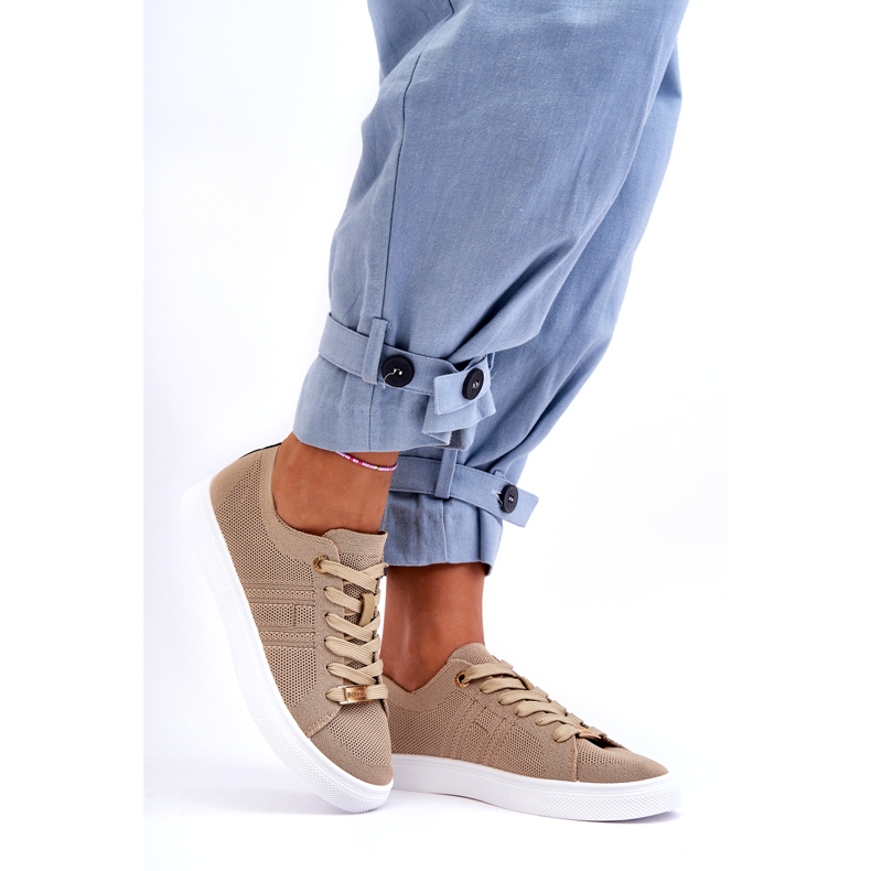 Women's Lace-up Sneakers Beige Etna 3