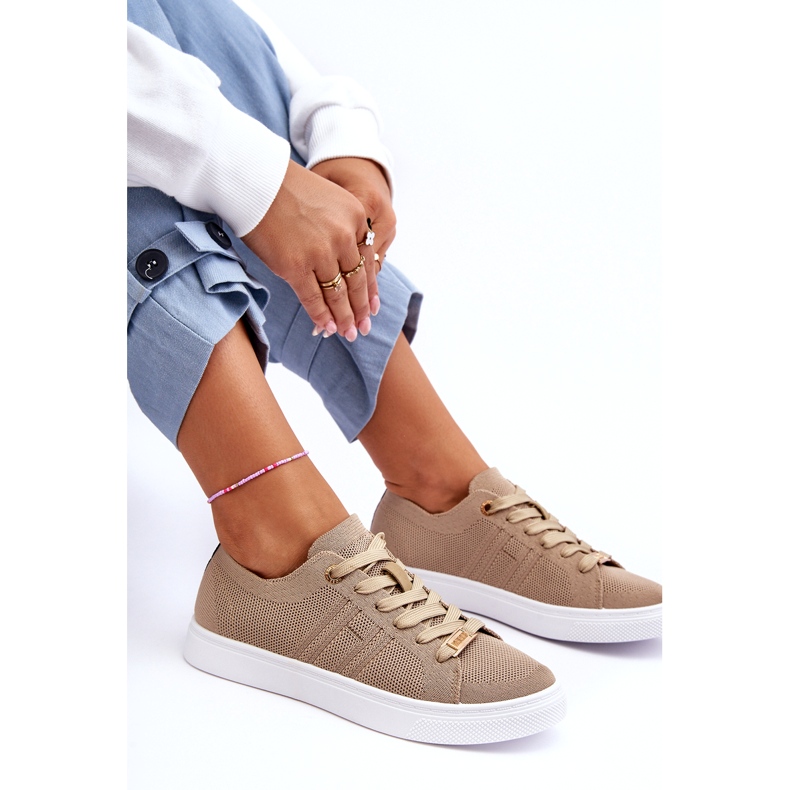 Women's Lace-up Sneakers Beige Etna 4
