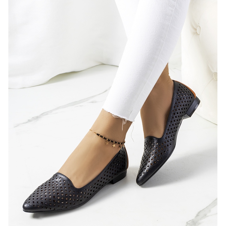 Black Jarrett openwork ballerinas 1