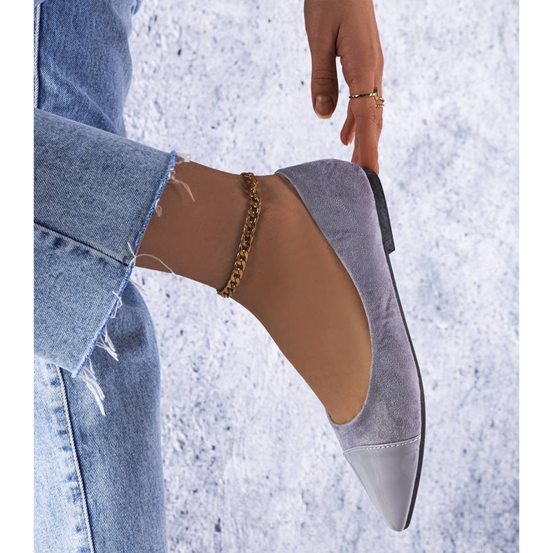 Gray patent ballerinas from Thibault grey 1