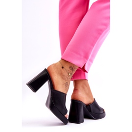 Sweet Shoes Black Leather High Heel Slippers 3 Sweet Shoes Black Leather High Heel Slippers 3