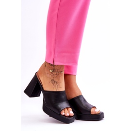 Sweet Shoes Black Leather High Heel Slippers 4 Sweet Shoes Black Leather High Heel Slippers 4