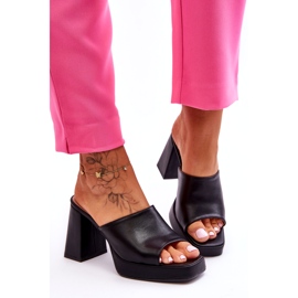 Sweet Shoes Black Leather High Heel Slippers 5 Sweet Shoes Black Leather High Heel Slippers 5