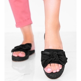 Black Slippers with Pills Bow 1