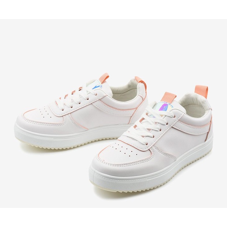 White sneakers with pink inserts KK-203 2