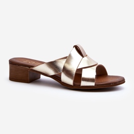 Zazoo 40236 Women's Leather Slippers with a Low Heel, Gold golden 1