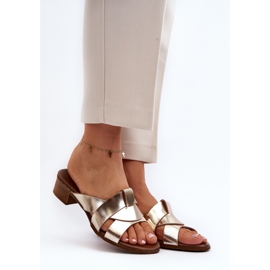 Zazoo 40236 Women's Leather Slippers with a Low Heel, Gold golden 2