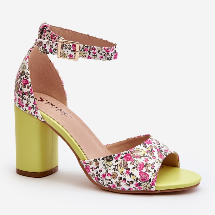 Yellow Flowered High Heel Sandals Vitamella 2