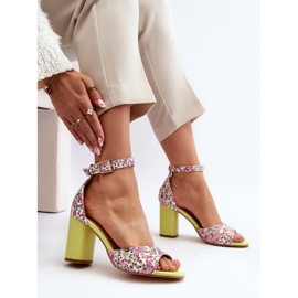 Yellow Flowered High Heel Sandals Vitamella 1