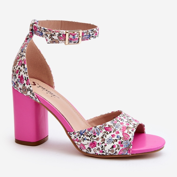 Fuchsia Vitamella Floral High Heel Sandals pink 1