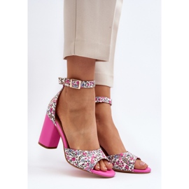Fuchsia Vitamella Floral High Heel Sandals pink 2