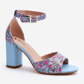 Blue flowered high heel sandals Vitamella 1