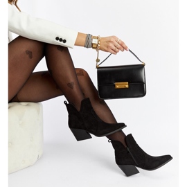 Black openwork cowboy boots with Melito heels 1