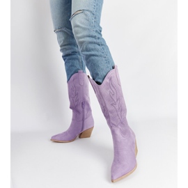 Purple Sapri high-heeled cowboy boots 2
