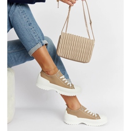 Beige Monteleone platform sneakers 2