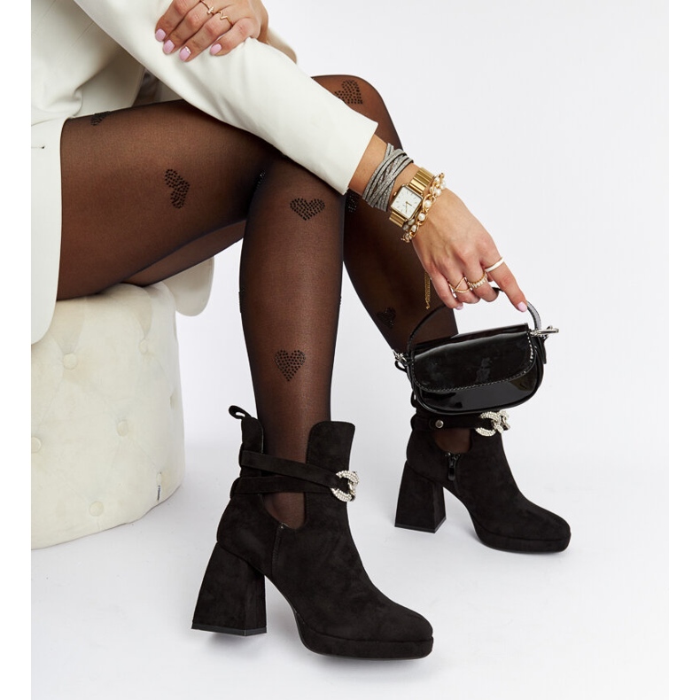 Black ankle boots decorated with Elm cubic zirconias 1 Black ankle boots decorated with Elm cubic zirconias 1