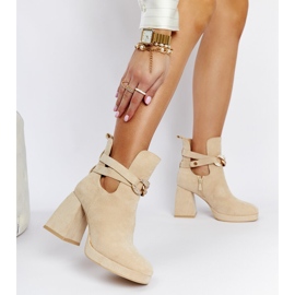 Beige ankle boots decorated with Elm cubic zirconias 2