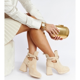 Beige ankle boots decorated with Elm cubic zirconias 1