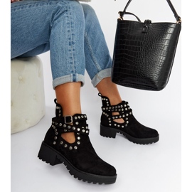 Black decorative platform ankle boots Thomas 2