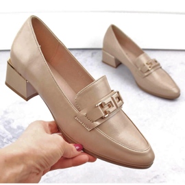 Beige women's low-heeled shoes Vinceza 58274 1
