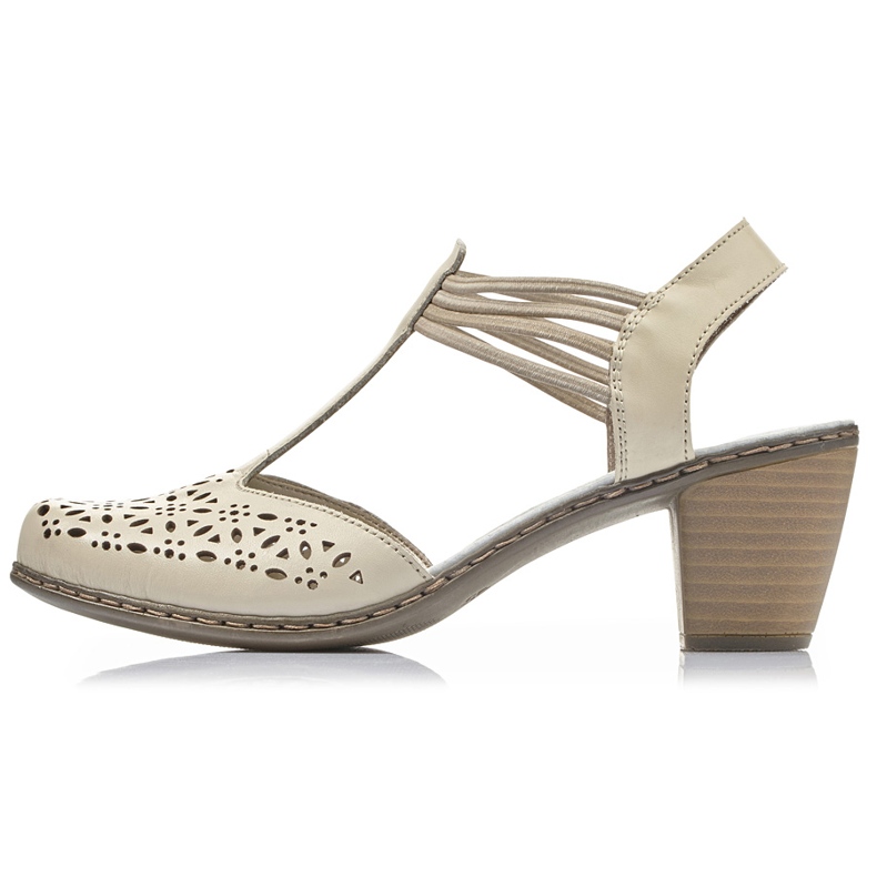 Leather women's sandals, beige Rieker 40969-80 2 Leather women's sandals, beige Rieker 40969-80 2