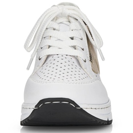 Rieker N6304-80 white leather wedge shoes 2