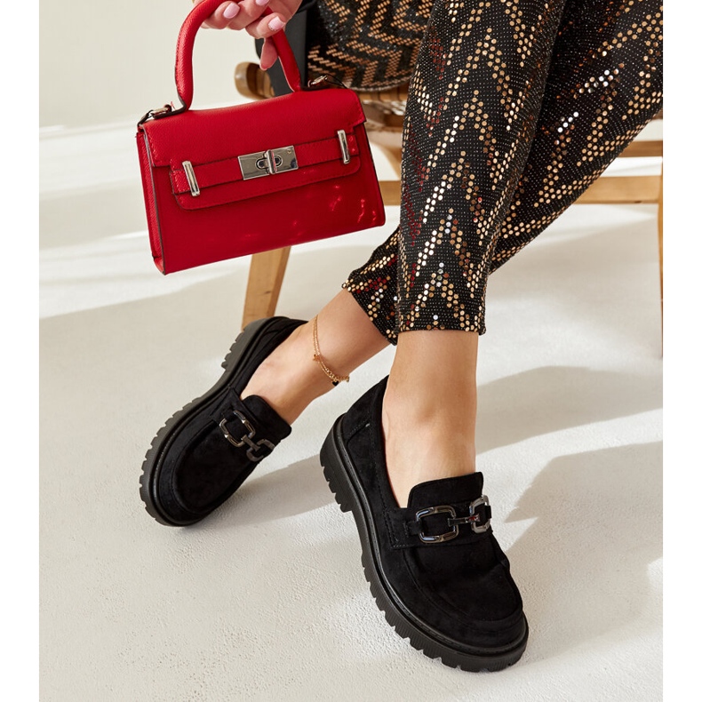 Black suede loafers with a Springs buckle 1