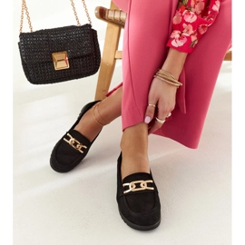 Black suede moccasins with a Sardis buckle 1 Black suede moccasins with a Sardis buckle 1