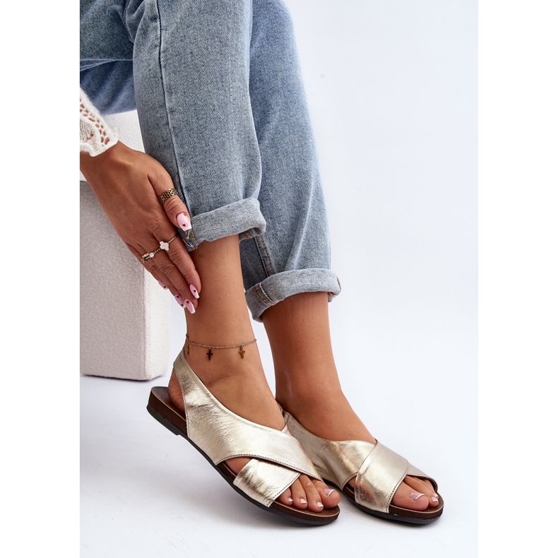 Zazoo 40407 Women's Leather Sandals Gold golden 2