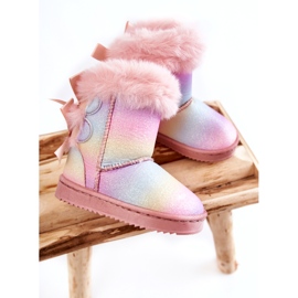Children's insulated boots with bows, multi -colored snow boots pink 3 Children's insulated boots with bows, multi -colored snow boots pink 3