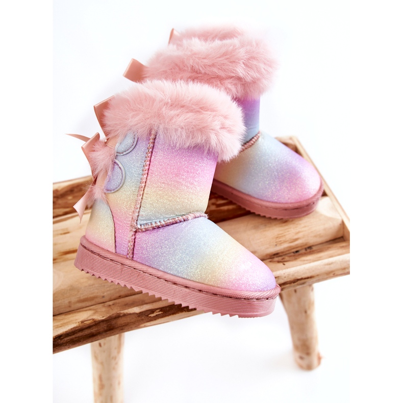 Children's insulated boots with bows, multi -colored snow boots pink 3 Children's insulated boots with bows, multi -colored snow boots pink 3