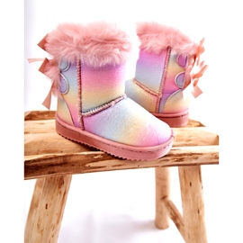 Children's insulated boots with bows, multi -colored snow boots pink 2 Children's insulated boots with bows, multi -colored snow boots pink 2