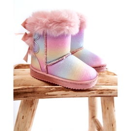 Children's insulated boots with bows, multi -colored snow boots pink 1 Children's insulated boots with bows, multi -colored snow boots pink 1