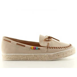 Loafers with colorful beads 2057Beige 2