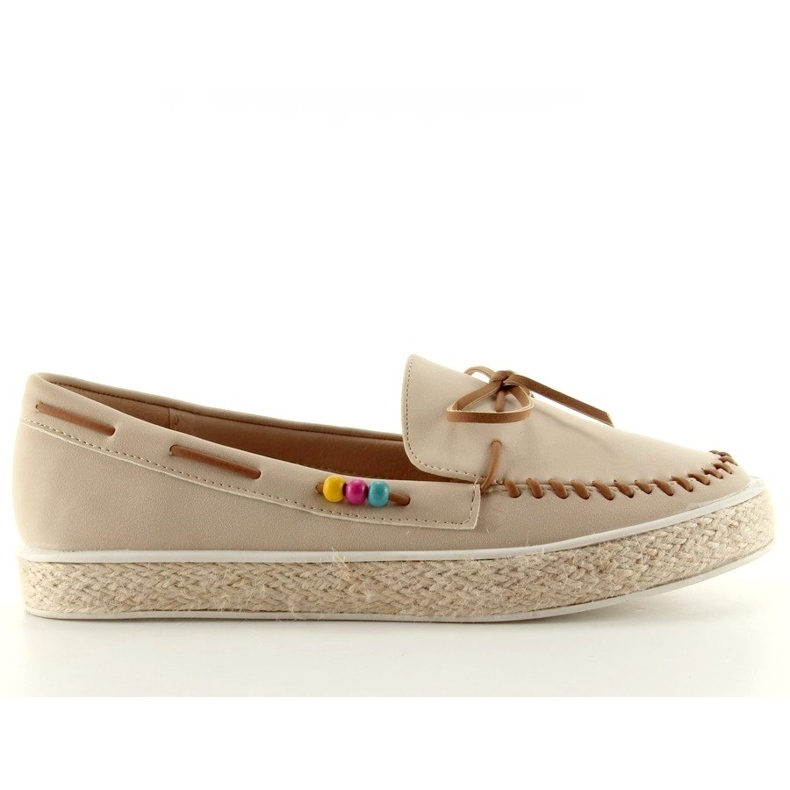 Loafers with colorful beads 2057Beige 2